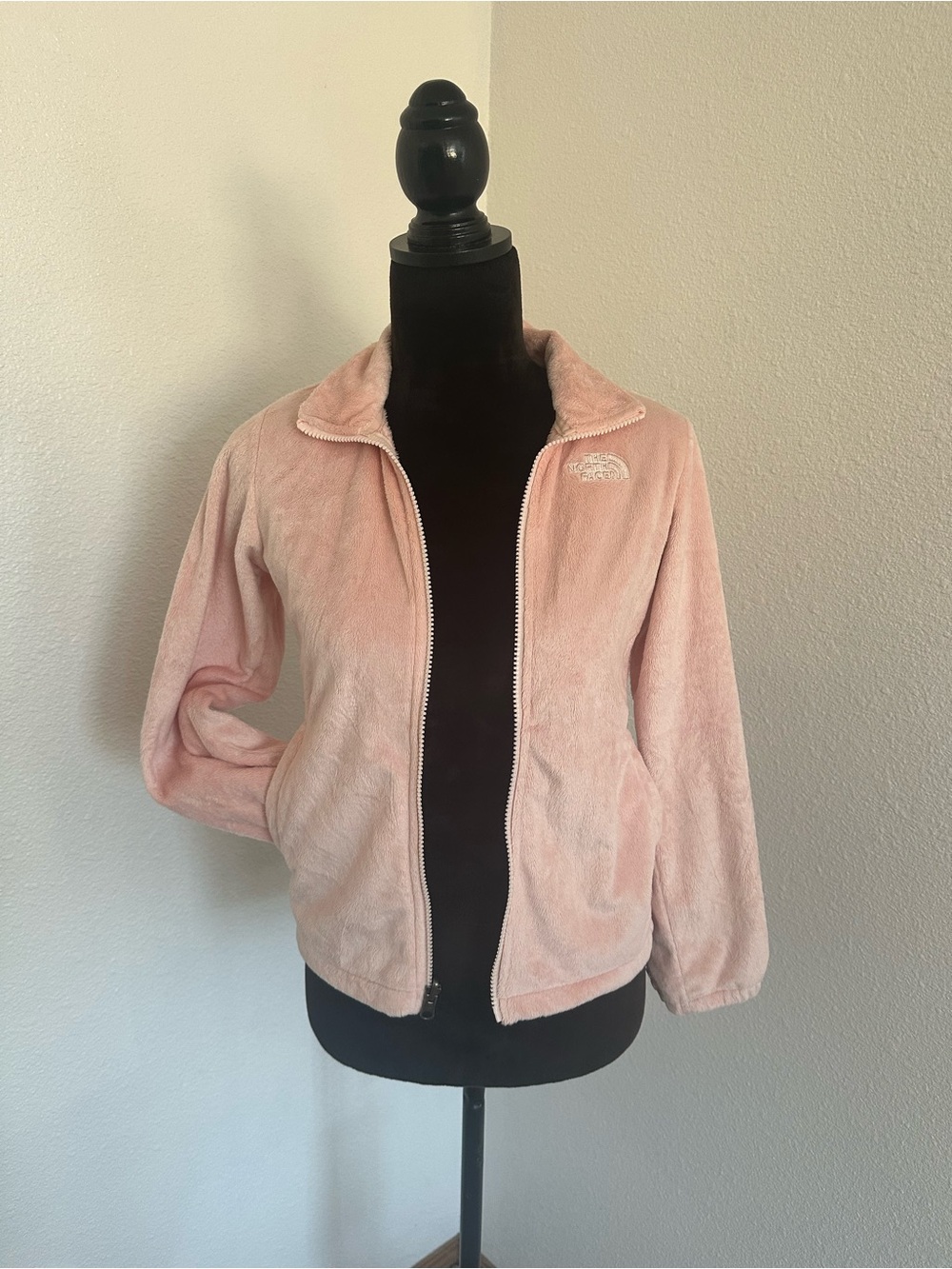 The North Face Girl’s Light Pink Plush Zip-Up Fleece Jacket